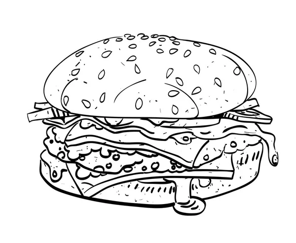 Imagen de dibujos animados de sabrosa hamburguesa — Vector de stock