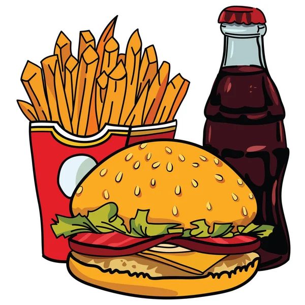 Cartoon image of junk food cola drink — Stock Vector