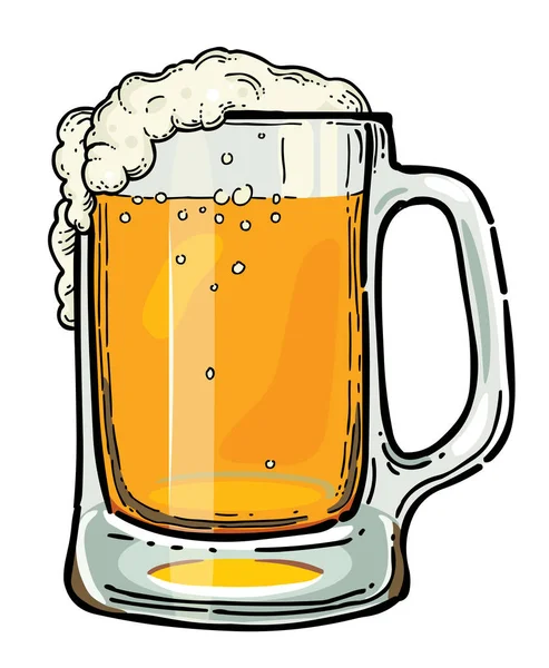 Cartoon image of beer in glass — Stock Vector