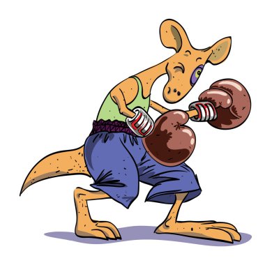 Boks kanguru görüntüsünü çizgi film