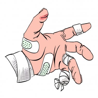 Yaralı el çizgi film resim