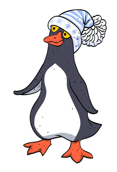 Карикатура на пингвина в шляпе — стоковый вектор