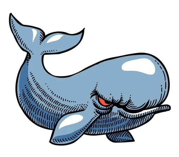 Мультяшне зображення розлюченого кита — стоковий вектор