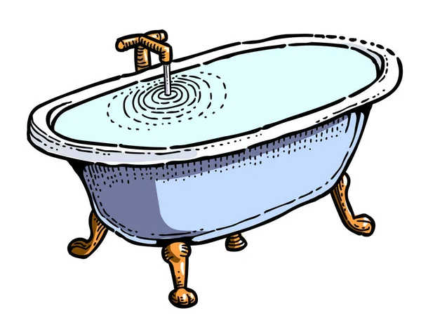 Imagen de dibujos animados de baño lleno de agua — Vector de stock