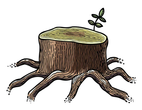 Imagen de dibujos animados de tronco de árbol grande — Vector de stock