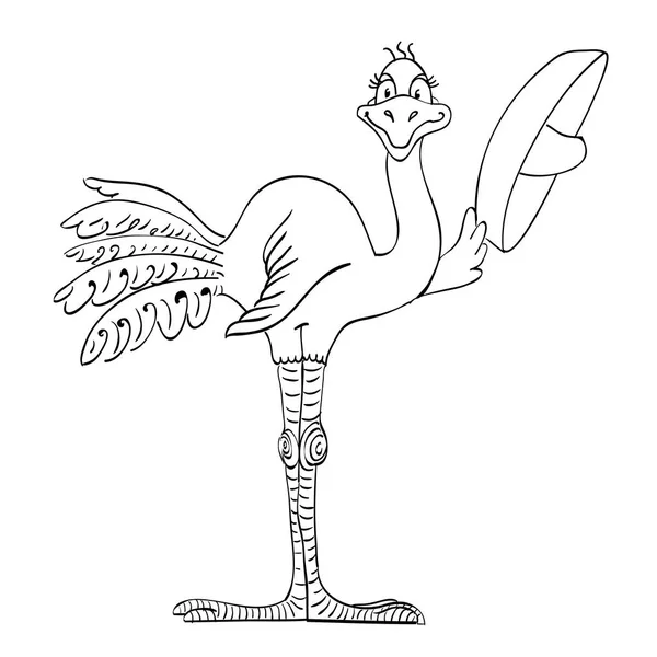 Image de bande dessinée d'oiseau portant un chapeau — Image vectorielle
