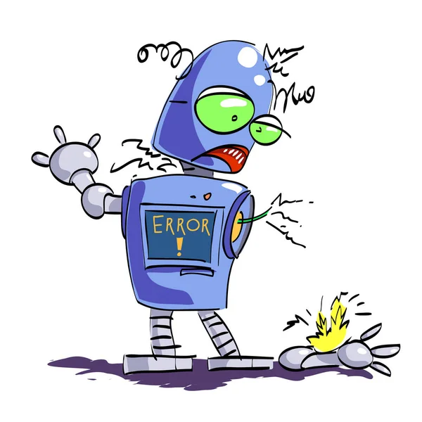 ภาพการ์ตูนของหุ่นยนต์หัก — ภาพเวกเตอร์สต็อก
