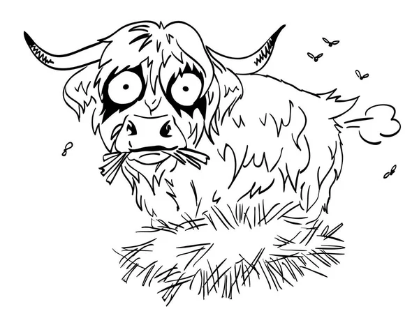 Imagen de dibujos animados de vaca peluda pedorreando — Vector de stock