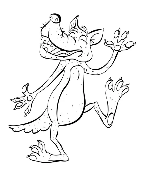 Imagen de dibujos animados de lobo feliz bailando — Vector de stock