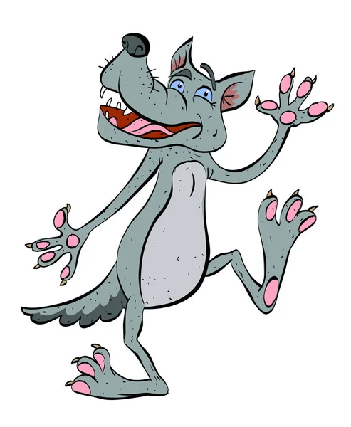 Imagen de dibujos animados de lobo feliz bailando — Archivo Imágenes Vectoriales