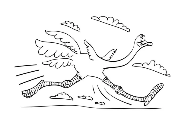 Kreslený obrázek pštrosa — Stockový vektor