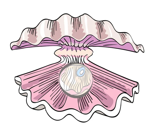 Cartoon afbeelding van oester met pearl — Stockvector