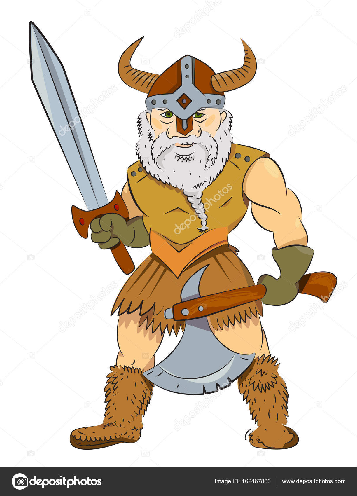 Ilustração Viking Dos Desenhos Animados. Soldado Medieval, Pessoas