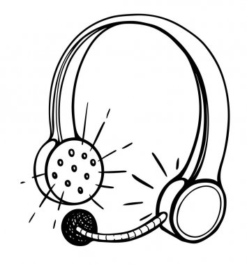 Çağrı Merkezi kulaklık görüntüsünü çizgi film