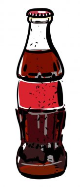 Şişe kutsal kişilerin resmi çizgi film görüntüsü. Kola içecek sembolü