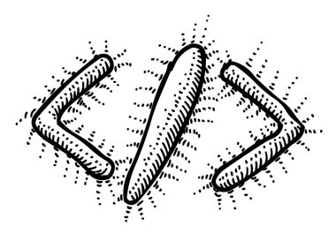 Kodu simgesini çizgi film görüntüsü. Kodu sembolü