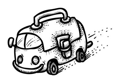 Okul kavramı geri çizgi film görüntüsü. Okul otobüsü