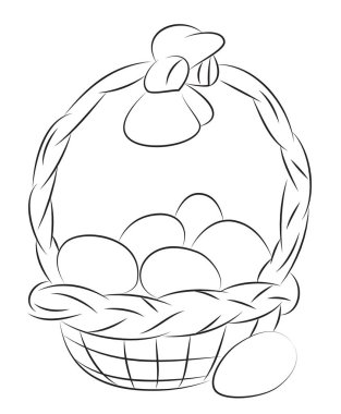 Çizgi film imajıyla sepet yumurta simgesi. Paskalya sembolü