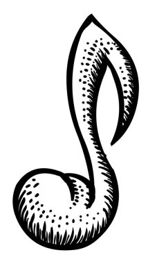 Müzik simgesini çizgi film görüntüsü. Not simgesi