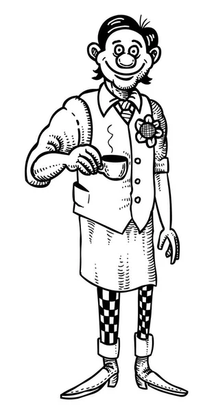 Immagine cartone animato di barista che serve caffè — Vettoriale Stock