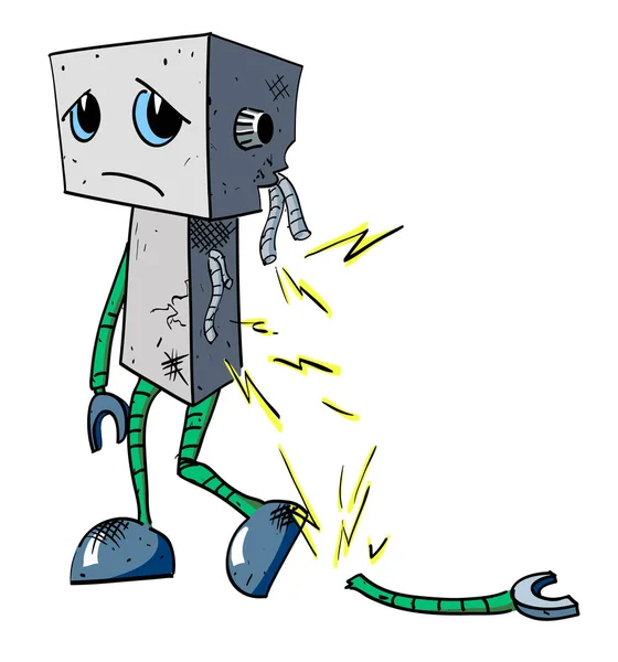 Imagem de desenho animado de robô quebrado —  Vetores de Stock