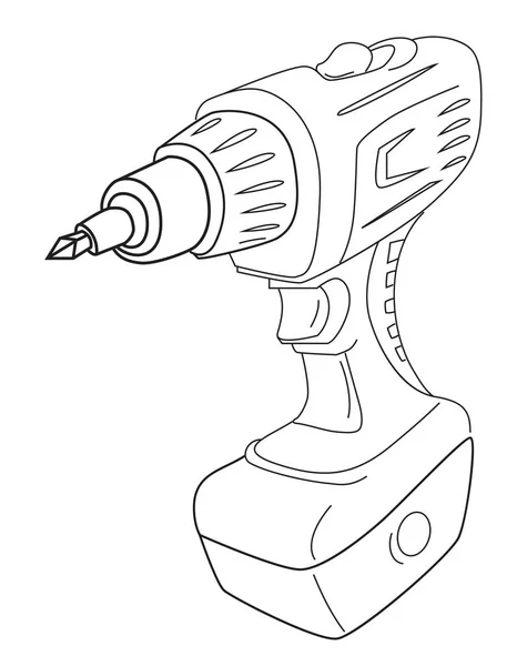 Imagen de dibujos animados de taladro de energía de cartón — Vector de stock