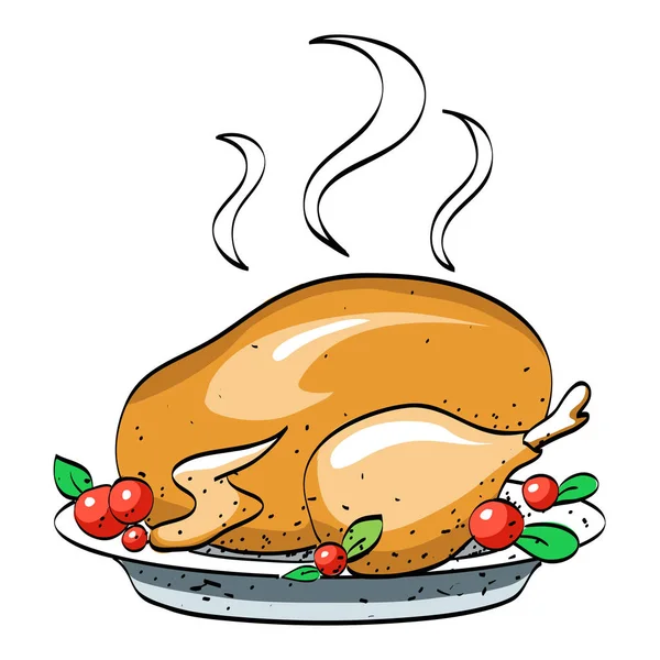 Cartoon image of cooked turkey — Stock Vector