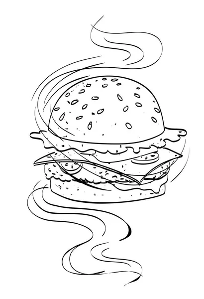 Immagine cartone animato di gustoso hamburger — Vettoriale Stock