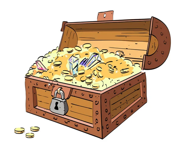 Imagem dos desenhos animados do baú do tesouro — Vetor de Stock