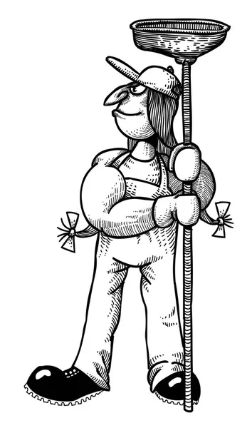 Cartoon image of female plumber — Stock Vector