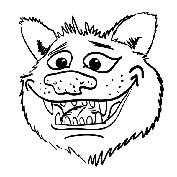 Imagen de dibujos animados de cara de lobo sonriente — Vector de stock