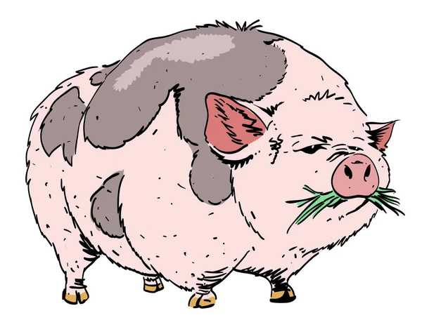 Karikatur eines riesigen Schweins — Stockvektor