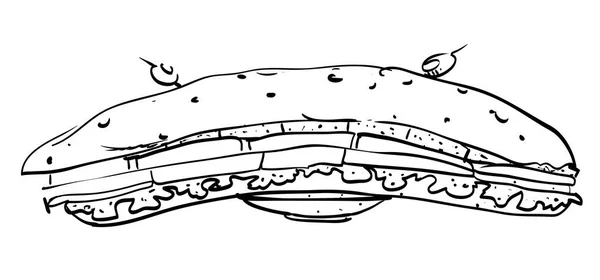 Immagine cartone animato di sandwich enorme — Vettoriale Stock