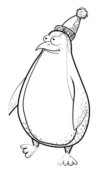 Карикатура на пингвина в шляпе — стоковый вектор