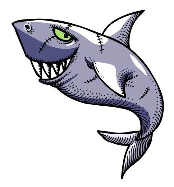 Imagen de dibujos animados de tiburón — Archivo Imágenes Vectoriales