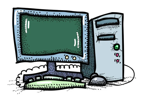 Καρτούν εικόνα του εικονιδίου του υπολογιστή. Σύμβολο PC — Διανυσματικό Αρχείο