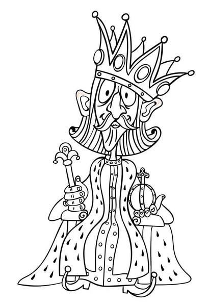 Karikaturenbild des Königs mit riesiger Krone — Stockvektor