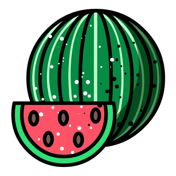 Imagem dos desenhos animados de Watermelon Icon. Símbolo de verão — Vetor de Stock