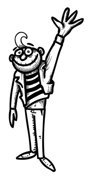 Karikatur eines winkenden Mannes — Stockvektor