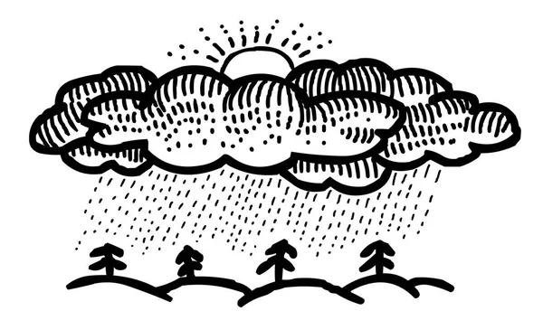 雨アイコンの漫画のイメージ。降雨量記号 — ストックベクタ