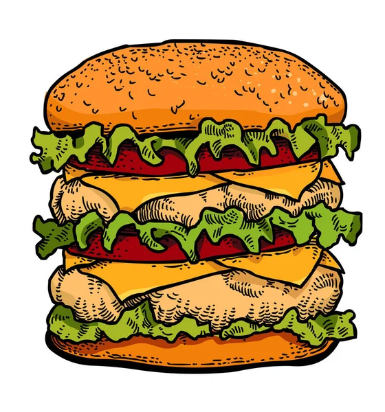 Imagen de dibujos animados de sabrosa hamburguesa — Vector de stock