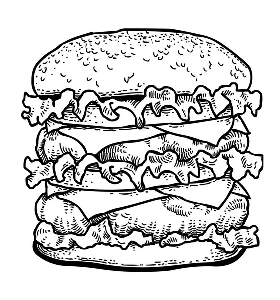 Imagen de dibujos animados de sabrosa hamburguesa — Vector de stock