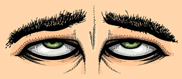 Image de bande dessinée des yeux fatigués — Image vectorielle