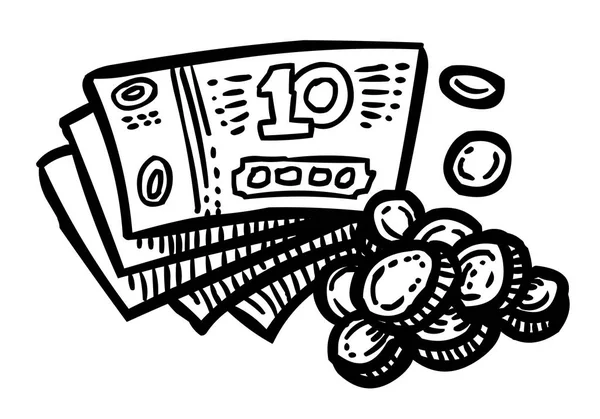 Imagem dos desenhos animados de Cash Icon. Símbolo monetário — Vetor de Stock