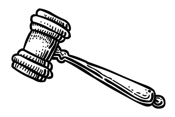 Karikatúra kép bíró Gavel ikon. Törvény szimbólum — Stock Vector