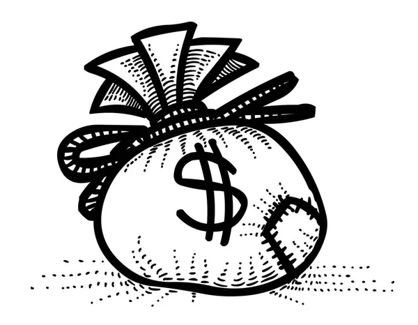 Cartoon image of Money bag Icon. Money symbol — Stock Vector