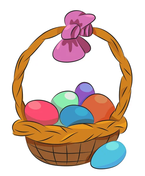 Imagen de la caricatura de la cesta con huevos de Pascua icono. Símbolo de Pascua — Vector de stock