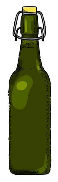 Karikaturbild der Bierflaschen-Ikone. Glasflaschensymbol — Stockvektor