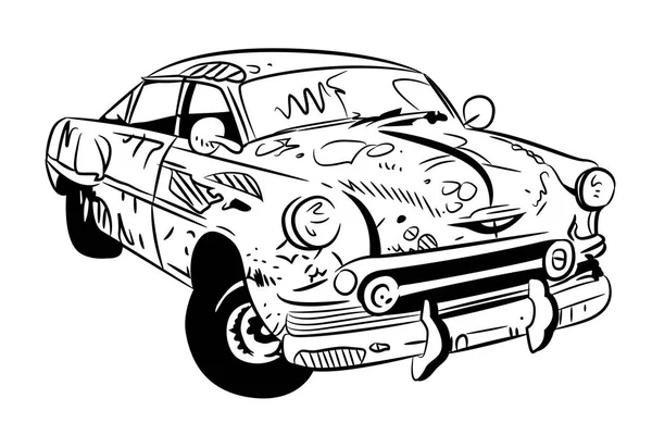 Araba karikatür aşağı kırık çizgi film resim — Stok Vektör