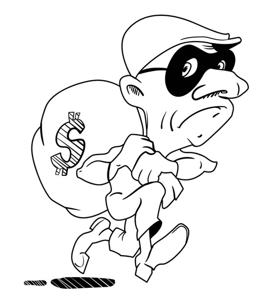 窃贼与赃物袋的卡通形象 — 图库矢量图片